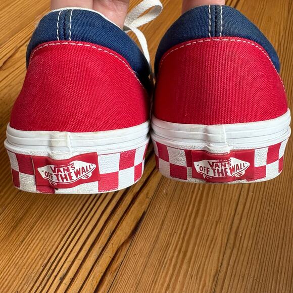 VANS red blue checkered sole low top lace unisex sneakers SIZE M9 W10.5 - Picture 4 of 6